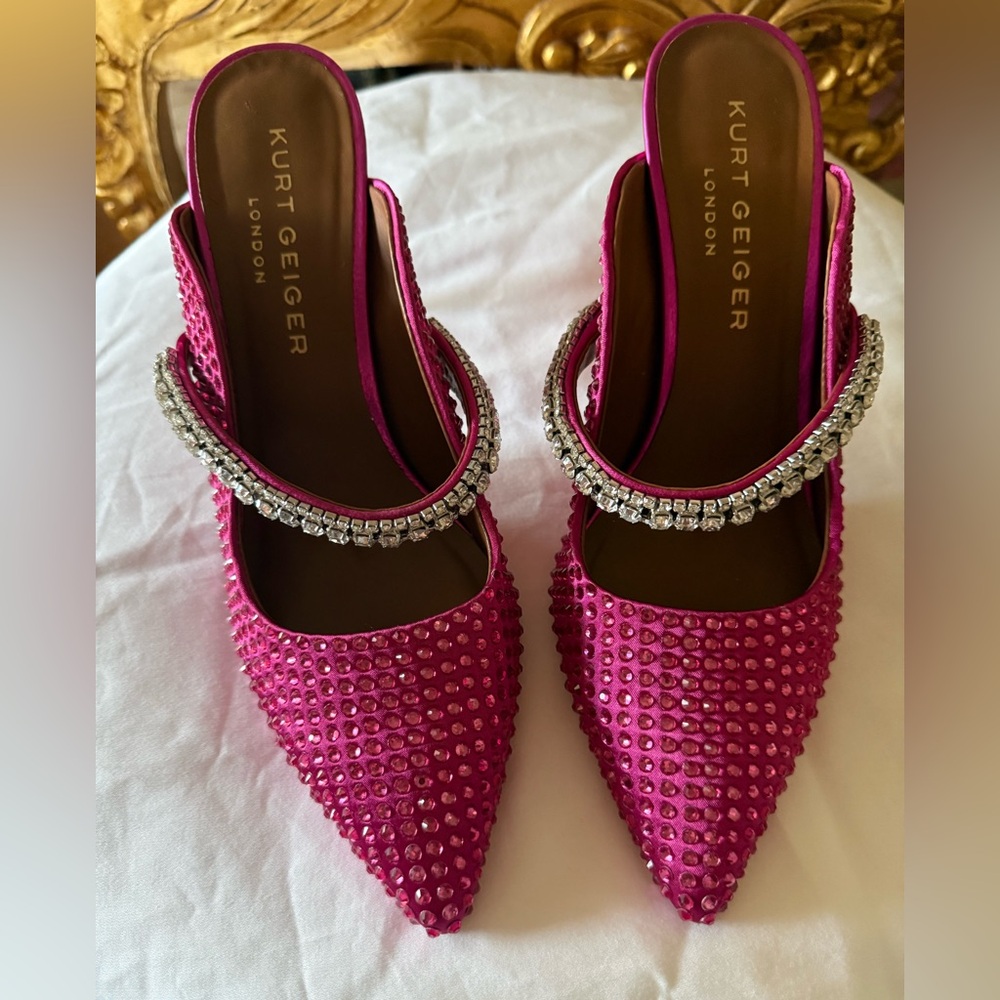 Kurt Geiger Pink BEAUTIFULLY  Embellished CRYSTALS Slingback Heels
